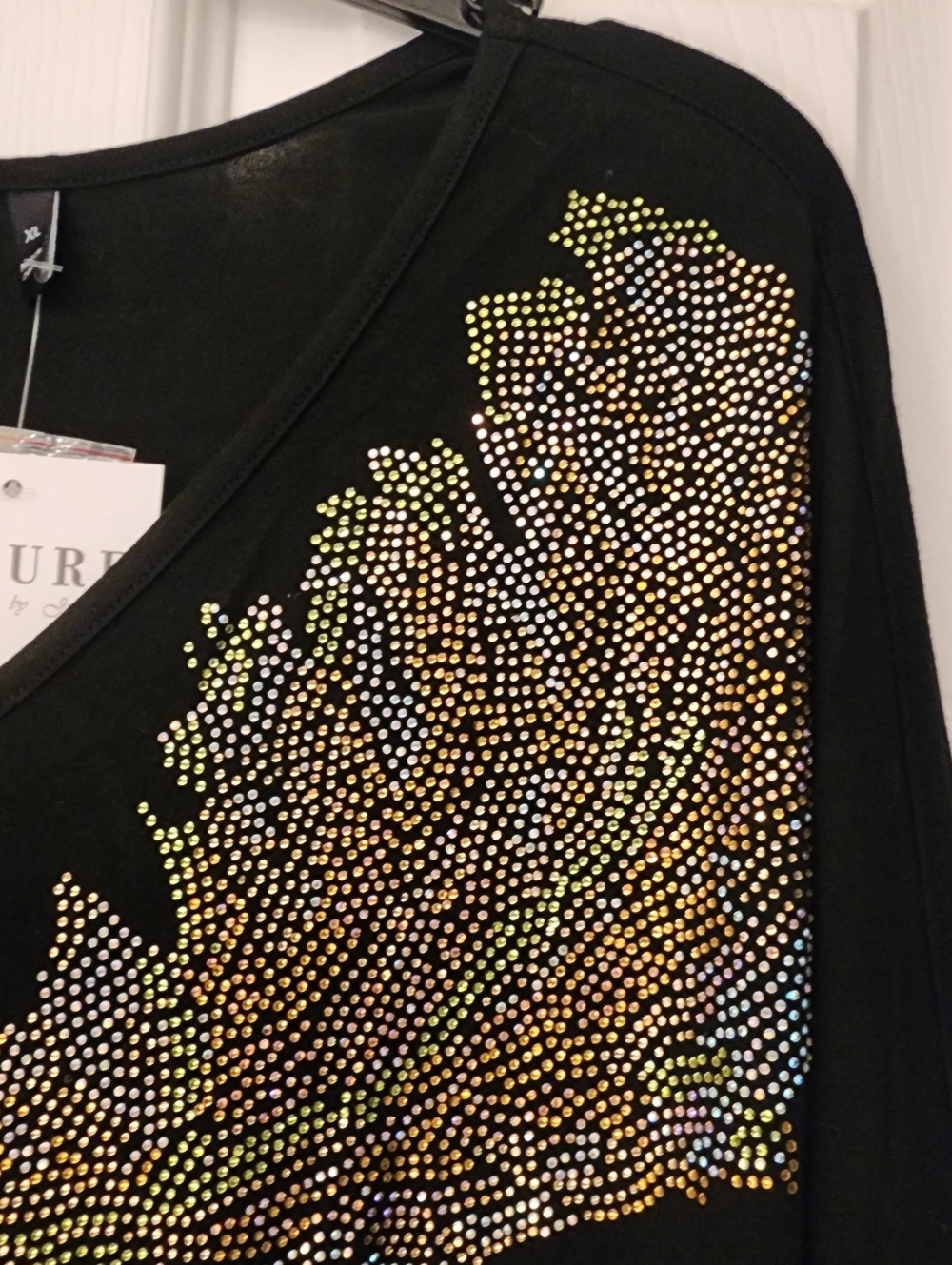 ALLURE Women's Embellished Vneck Top In Black Size XL - Picture 4 of 9